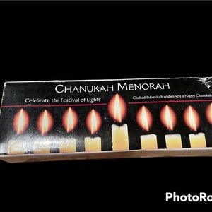 New Metal Chanukah Menorah & Candles
